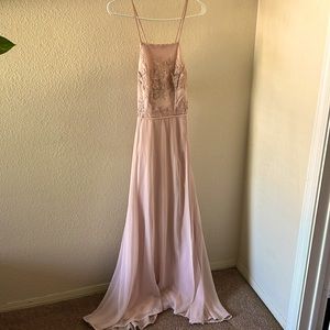Lulus champagne color dress size small, adjustable straps
